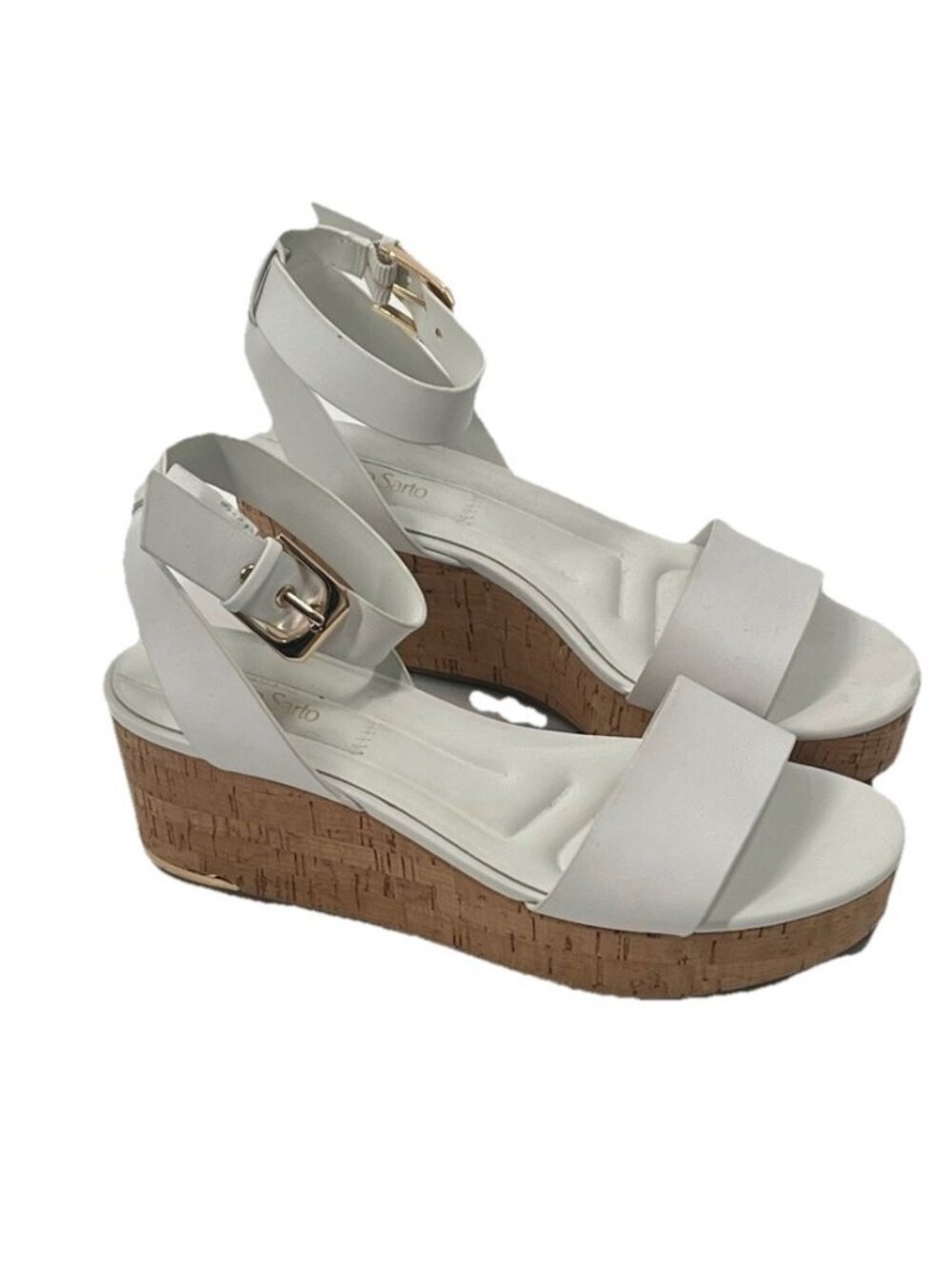 Franco Sarto Presley Platform Sandals White Leather Strappy Beachy Sz 7